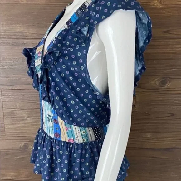 Free People NWT Let Me Be Ruffled Patchwork Top